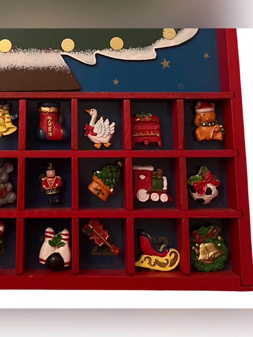 Vintage Advent Christmas Tree Magnetic Wooden 1980-90